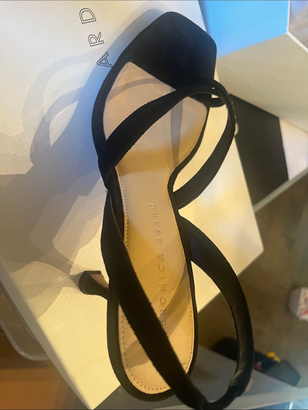 Veronica Beard Black Suede Crisscross Sandals